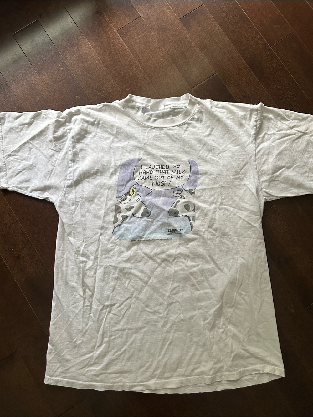Vintage 1996 Cartoon Cow Humerous Graphic T Shirt Art by Tim Beckman TIMWIT